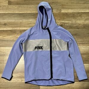 PINK Victoria's Secret Periwinkle Blue Zip Up Hooded Jacket Size Large.